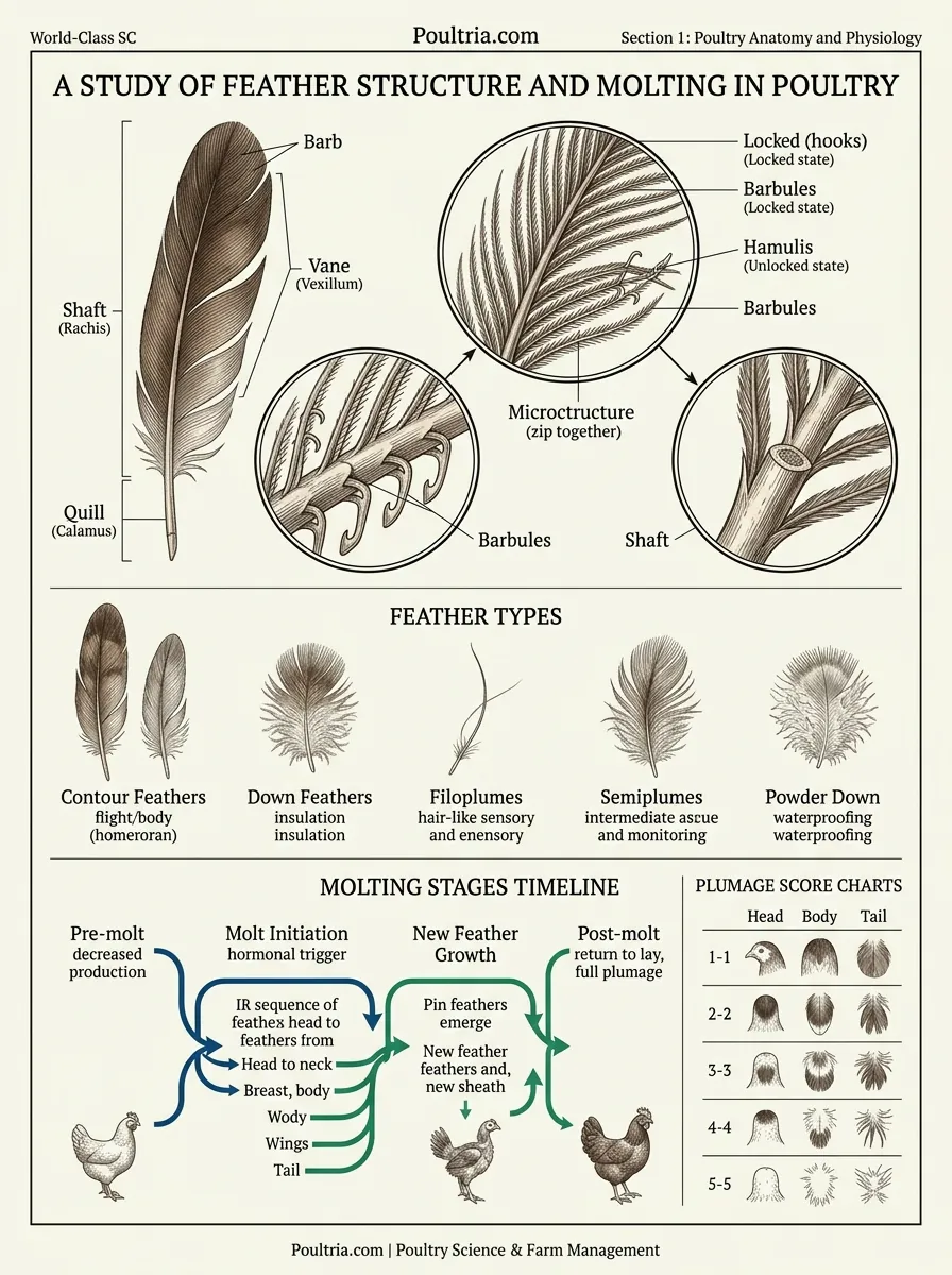 Feather Structure & Molting Stages scientific poster breakdown